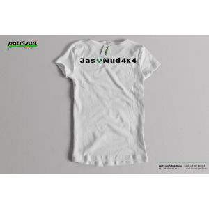 Koszulka damska JasMud 4x4 - T-shirt Premium HAFT biała