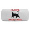 Duży ręcznik haftowany z biegającym kotem LOVE 140x70